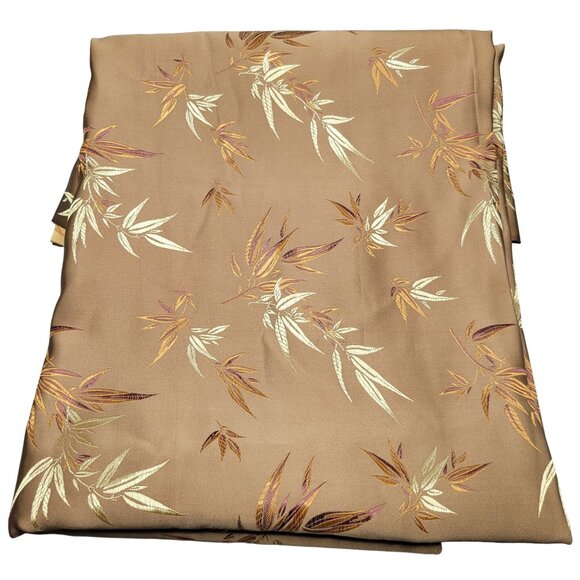 Asian Inspired Golden Leaves Rayon Satin Brocade Fabric 5 Yards